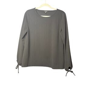 Talbots Black Crewneck Long Sleeve Top Shirt Blouse Women's Size Medium